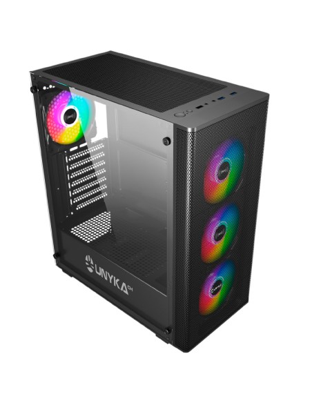 CAJA GAMING ATX MIR100 NEGRA   USB 3.0 ARGB SIN FUENTE PN: UK511303 EAN: 6974560221158   