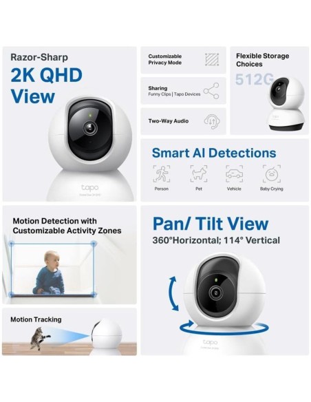 CAMARA SEGURI. WIFI TAPO C220  TP-LINK 2K QHD BLANCA PN: 1770500135 EAN: 4895252500936   